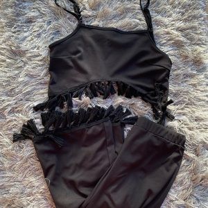 Two Piece Set Black Crop Top & Bell Bottom…